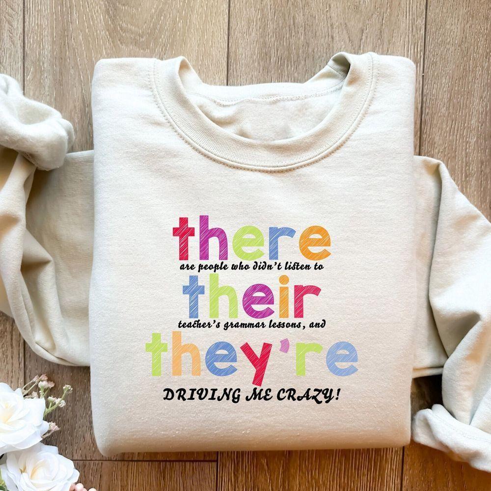 Retro Funny Their There Theyre Grammar Vuitino Shirt